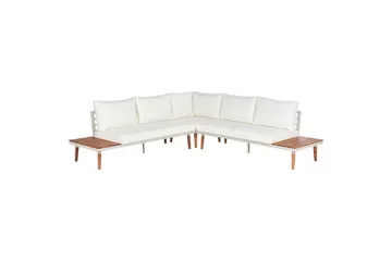 Loungegrupp Beliani Corato Grå/mörkt trä/ljust trä White||Light wood - Havemøbler - Loungemøbler - Sofagrupper udendørs