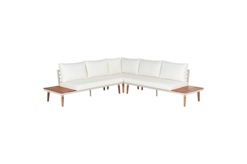 Loungegrupp Beliani Corato Grå/mörkt trä/ljust trä White||Light wood - Havemøbler - Loungemøbler - Sofagrupper udendørs