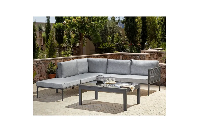 Loungegrupp Beliani Forano Grey||Black - Havemøbler - Loungemøbler - Sofagrupper udendørs