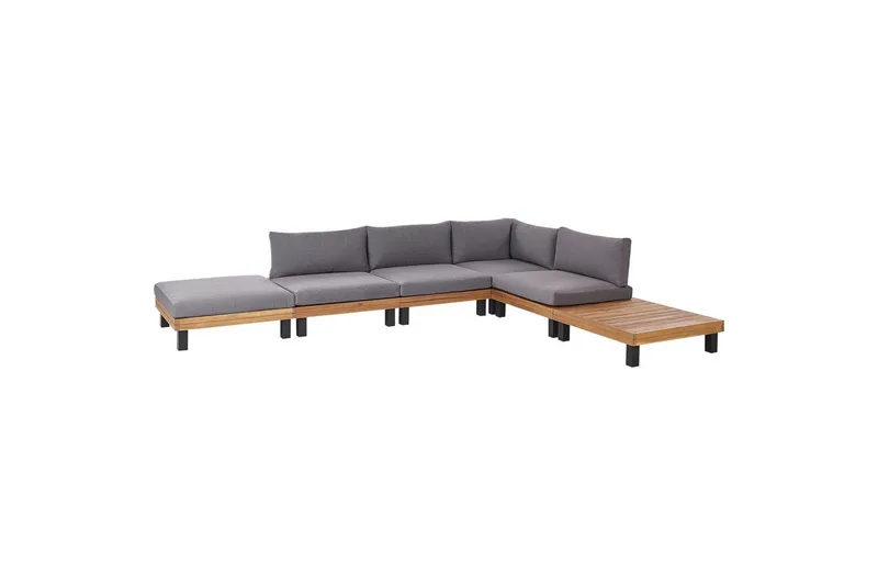 Loungegrupp Beliani Frazzano Grey||Light wood - Havemøbler - Loungemøbler - Sofagrupper udendørs