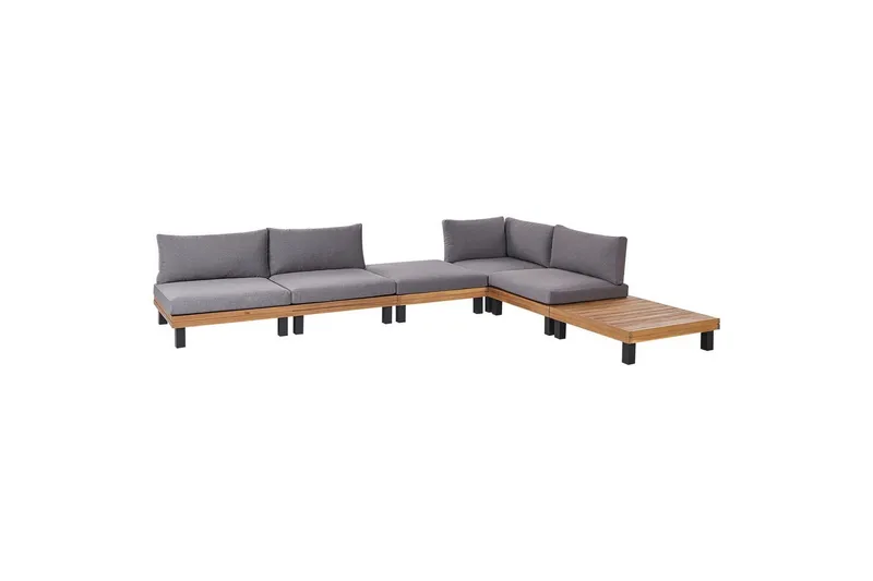 Loungegrupp Beliani Frazzano Grey||Light wood - Havemøbler - Loungemøbler - Sofagrupper udendørs