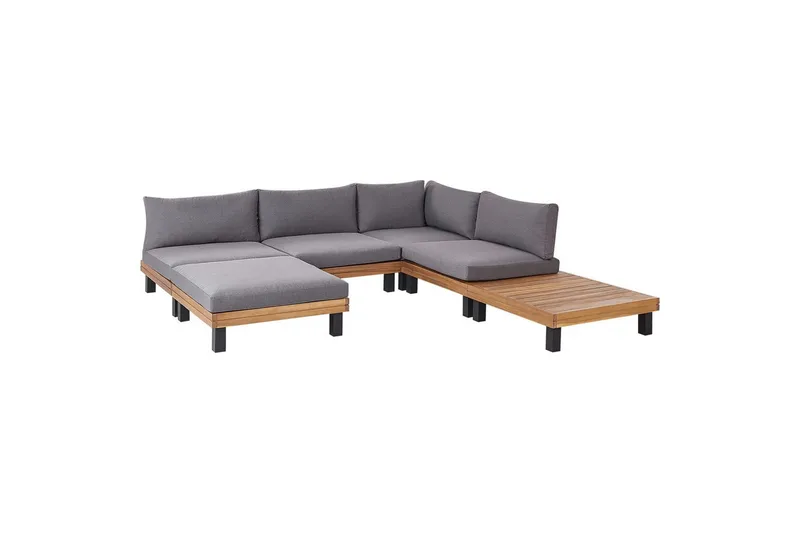Loungegrupp Beliani Frazzano Grey||Light wood - Havemøbler - Loungemøbler - Sofagrupper udendørs