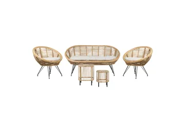Loungegrupp Beliani Maratea/Cesenatico 4-Sits Natural||Black||Beige - Havemøbler - Loungemøbler - Sofagrupper udendørs