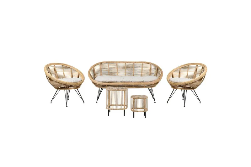 Loungegrupp Beliani Maratea/Cesenatico 4-Sits Natural||Black||Beige, undefined