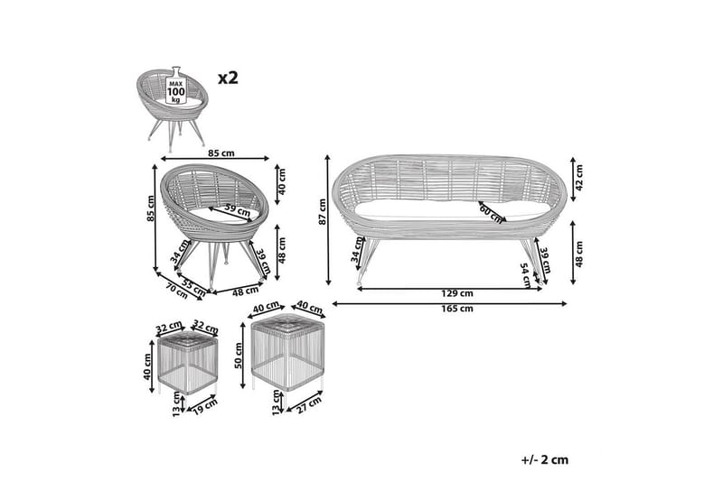 Loungegrupp Beliani Maratea/Cesenatico 4-Sits Natural||Black||Beige - Havemøbler - Loungemøbler - Sofagrupper udendørs