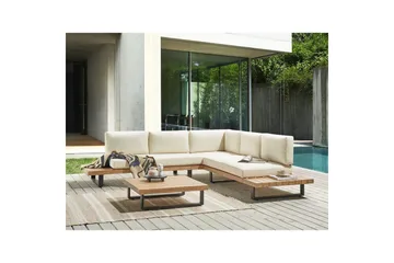 Loungegrupp Beliani Mykonos Light wood||White - Havemøbler - Loungemøbler - Sofagrupper udendørs