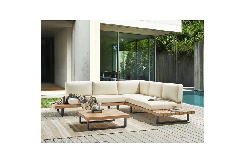 Loungegrupp Beliani Mykonos Light wood||White - Havemøbler - Loungemøbler - Sofagrupper udendørs