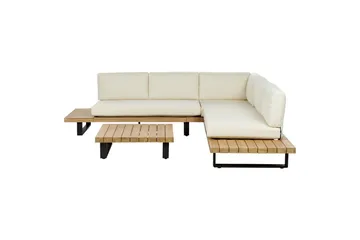 Loungegrupp Beliani Mykonos Light wood||White - Havemøbler - Loungemøbler - Sofagrupper udendørs