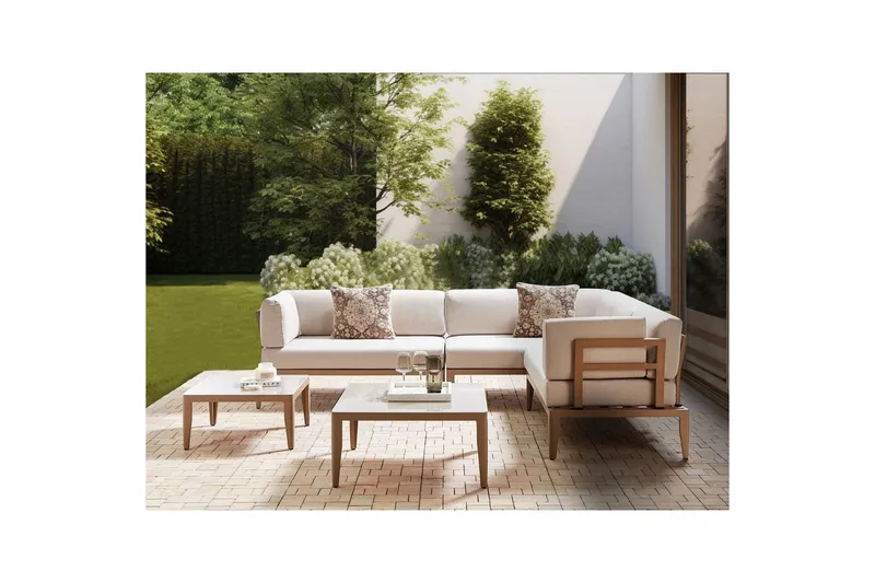 Loungegrupp Beliani Rima III Beige Beige - Havemøbler - Loungemøbler - Sofagrupper udendørs
