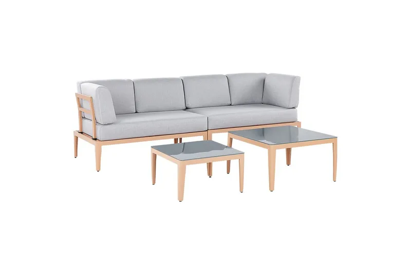 Loungegrupp Beliani Rima III Beige Grey||Light wood - Havemøbler - Loungemøbler - Sofagrupper udendørs