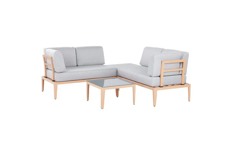 Loungegrupp Beliani Rima III Beige Grey||Light wood - Havemøbler - Loungemøbler - Sofagrupper udendørs