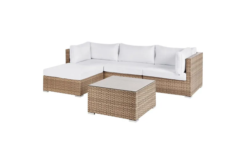 Loungegrupp Beliani Sano Grå, Högervänd NO_BRAND Natural||White Left-faced - Have - Udendørs miljø - Altan & terrasse - Altanmøbler