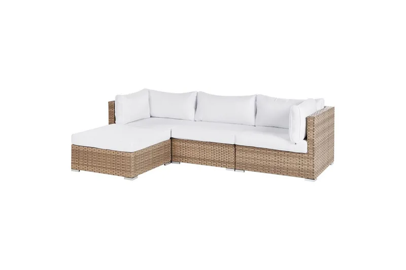 Loungegrupp Beliani Sano Grå, Högervänd NO_BRAND Natural||White Left-faced - Have - Udendørs miljø - Altan & terrasse - Altanmøbler