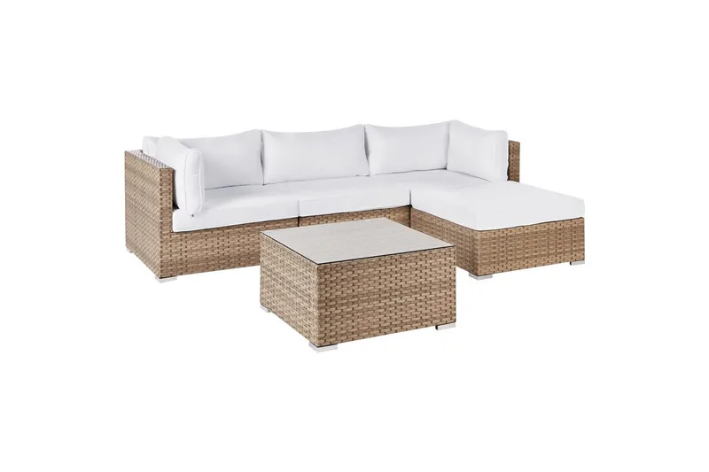 Loungegrupp Beliani Sano Grå, Högervänd NO_BRAND Natural||White Right-faced - Have - Udendørs miljø - Altan & terrasse - Altanmøbler