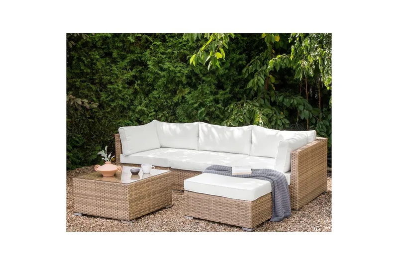 Loungegrupp Beliani Sano Grå, Högervänd NO_BRAND Natural||White Right-faced - Have - Udendørs miljø - Altan & terrasse - Altanmøbler