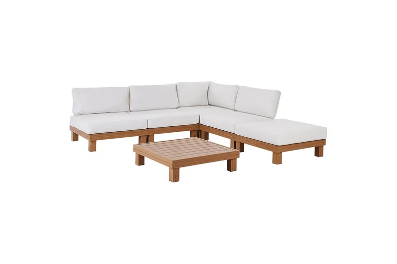 Loungegrupp Beliani Sanza White||Light wood, undefined
