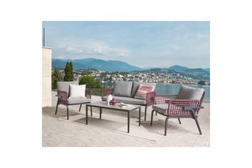 Loungegrupp Beliani Sciacca Grey||Black||Burgundy - Havemøbler - Loungemøbler - Sofagrupper udendørs