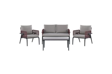 Loungegrupp Beliani Sciacca Grey||Black||Burgundy - Havemøbler - Loungemøbler - Sofagrupper udendørs