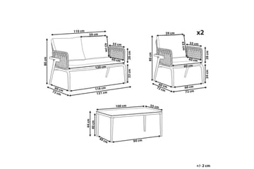 Loungegrupp Beliani Sciacca Grey||Black||Burgundy - Havemøbler - Loungemøbler - Sofagrupper udendørs