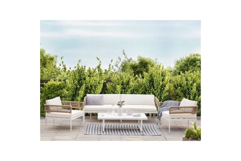 Loungegrupp Beliani Serla White||Beige - Havemøbler - Loungemøbler - Sofagrupper udendørs