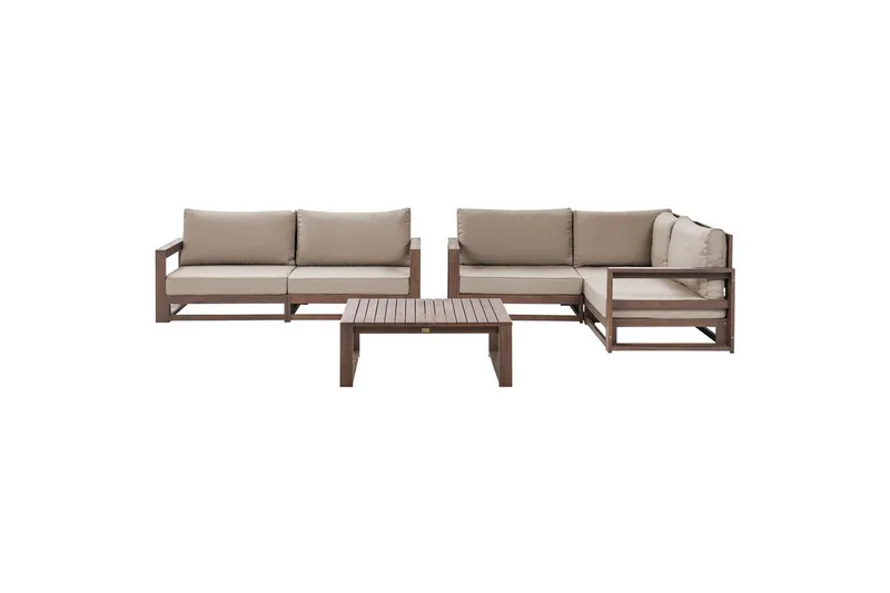 Loungegrupp Beliani Timor 4-sits Ljus trä/grått/beige, Ja Dark wood||Grey||Beige, undefined