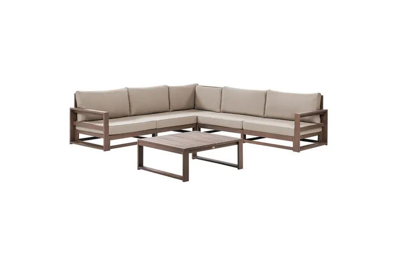 Loungegrupp Beliani Timor Ljus trä/grått/beige, Ja, Vändbar Dark wood||Grey||Beige, undefined