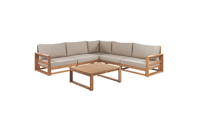 Loungegrupp Beliani Timor Ljus trä/grått/beige, Ja, Vändbar Light wood||Grey||Beige, undefined