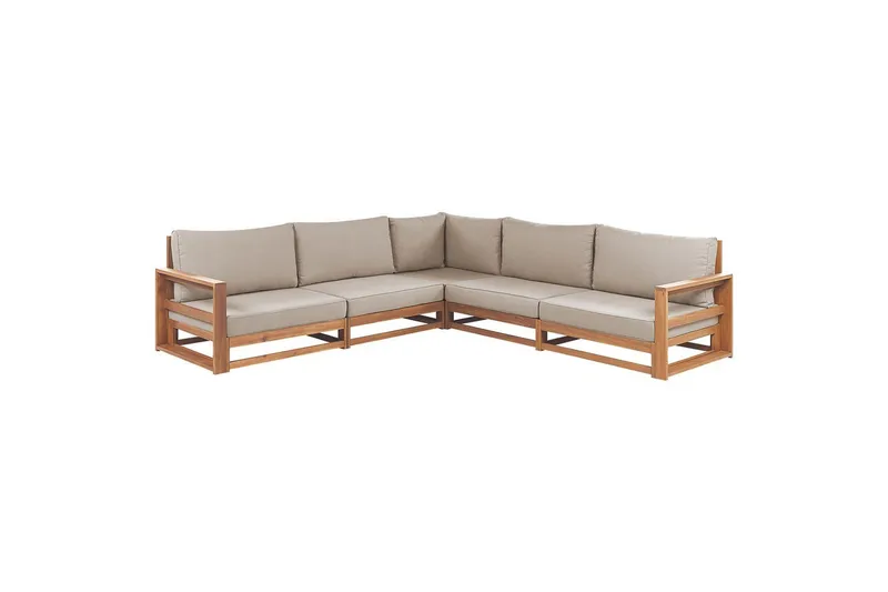 Loungegrupp Beliani Timor Ljus trä/grått/beige, Ja, Vändbar Light wood||Grey||Beige - Havemøbler - Loungemøbler - Sofagrupper udendørs
