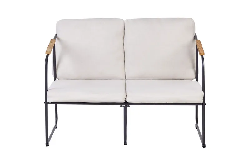 Loungegrupp Beliani Vezzana Beige/ljust trä/svart Beige||Light wood||Black - Havemøbler - Loungemøbler - Sofagrupper udendørs