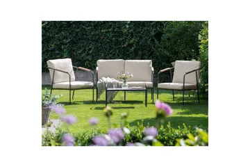 Loungegrupp Beliani Vezzana Beige/ljust trä/svart Beige||Light wood||Black - Havemøbler - Loungemøbler - Sofagrupper udendørs