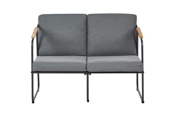 Loungegrupp Beliani Vezzana Beige/ljust trä/svart Grey||Light wood||Black - Havemøbler - Loungemøbler - Sofagrupper udendørs