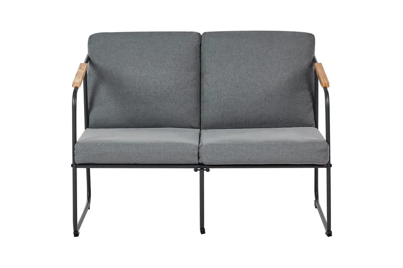 Loungegrupp Beliani Vezzana Beige/ljust trä/svart Grey||Light wood||Black - Havemøbler - Loungemøbler - Sofagrupper udendørs