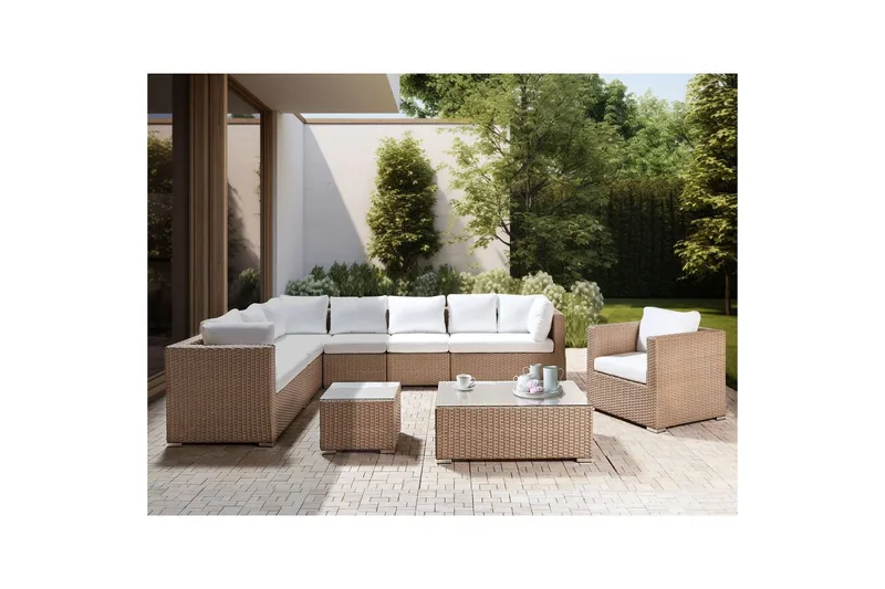 Loungegrupp Beliani XXL Beige/vit Beige||White - Havemøbler - Loungemøbler - Sofagrupper udendørs