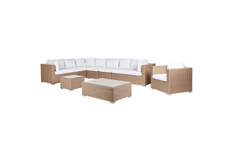 Loungegrupp Beliani XXL Beige/vit Beige||White - Havemøbler - Loungemøbler - Sofagrupper udendørs