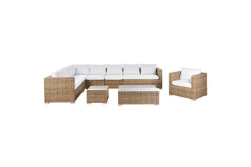 Loungegrupp Beliani XXL Beige/vit Brown||White - Havemøbler - Loungemøbler - Sofagrupper udendørs