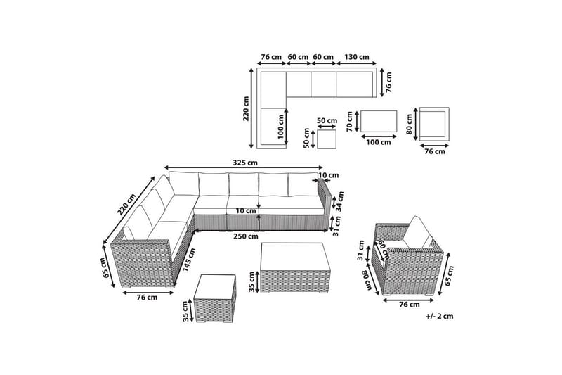 Loungegrupp Beliani XXL Beige/vit Brown||White - Havemøbler - Loungemøbler - Sofagrupper udendørs