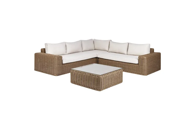Loungegrupp Beliani Palermo Brun/grå Brown||White - Havemøbler - Loungemøbler - Sofagrupper udendørs