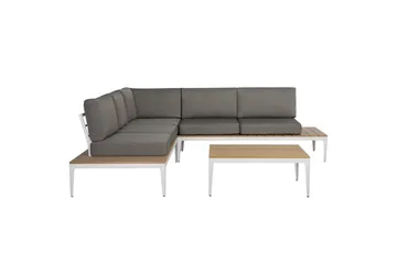 Loungegrupp Beliani Positano Grey||Light wood||White - Havemøbler - Loungemøbler - Sofagrupper udendørs