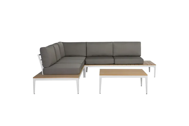 Loungegrupp Beliani Positano Grey||Light wood||White, undefined