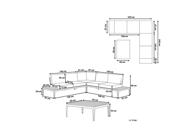 Loungegrupp Beliani Positano Grey||Light wood||White - Havemøbler - Loungemøbler - Sofagrupper udendørs