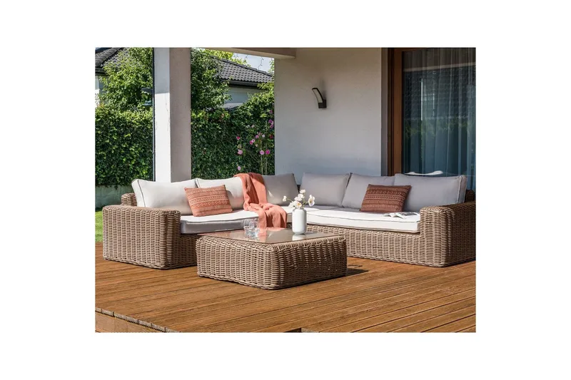 Loungegrupp Beliani Palermo Brun/grå Brown||White - Havemøbler - Loungemøbler - Sofagrupper udendørs