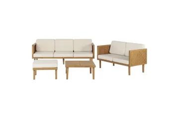 Loungegrupp med 2 sits soffa Beliani Baratti Light wood||Beige - Havemøbler - Loungemøbler - Sofagrupper udendørs