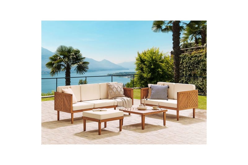 Loungegrupp med 2 sits soffa Beliani Baratti Light wood||Beige - Havemøbler - Loungemøbler - Sofagrupper udendørs