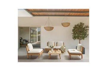 Loungegrupp med bord Beliani Accadia Light wood||Beige - Havemøbler - Loungemøbler - Sofagrupper udendørs