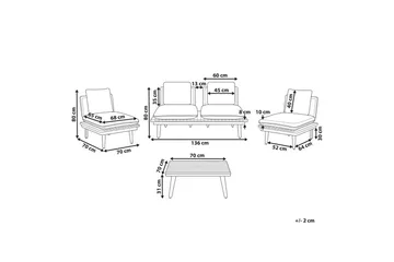 Loungegrupp med bord Beliani Accadia Light wood||Beige - Havemøbler - Loungemøbler - Sofagrupper udendørs