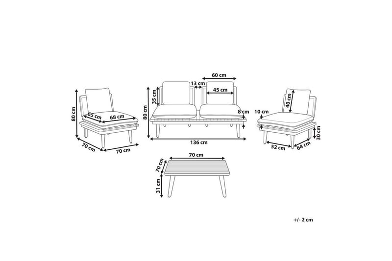 Loungegrupp med bord Beliani Accadia Light wood||Beige - Havemøbler - Loungemøbler - Sofagrupper udendørs
