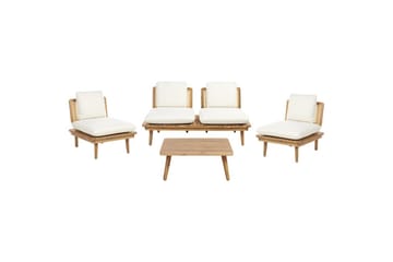 Loungegrupp med bord Beliani Accadia Light wood||Beige - Havemøbler - Loungemøbler - Sofagrupper udendørs