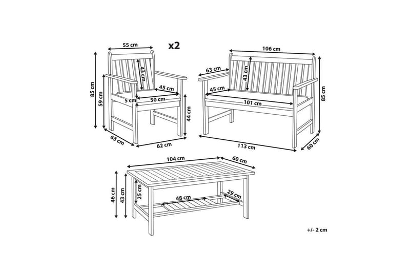 Loungegrupp med bord Beliani Altidona Light wood||White - Havemøbler - Loungemøbler - Sofagrupper udendørs