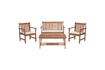 Loungegrupp med bord Beliani Altidona Light wood||White - Havemøbler - Loungemøbler - Sofagrupper udendørs