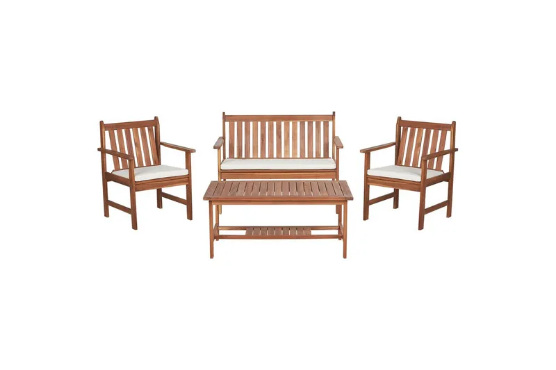 Loungegrupp med bord Beliani Altidona Light wood||White, undefined